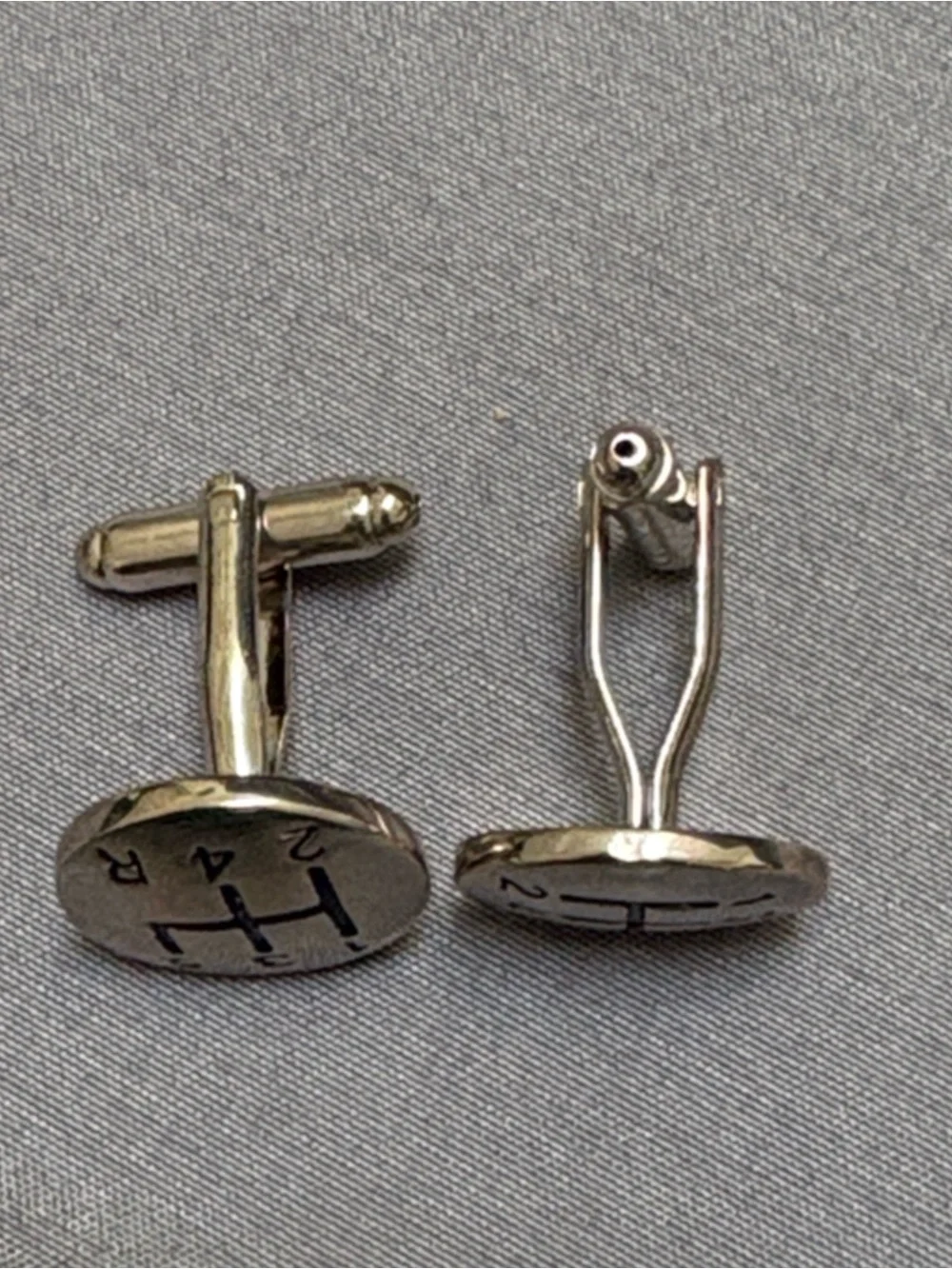 Cufflinks Silver Tone 5-Speed Manual Gear Shift Pattern
